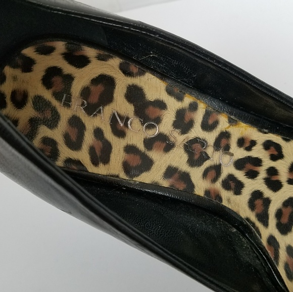 Franco Sarto Warren Black Round Toe Heels Leaopard - Picture 7 of 8